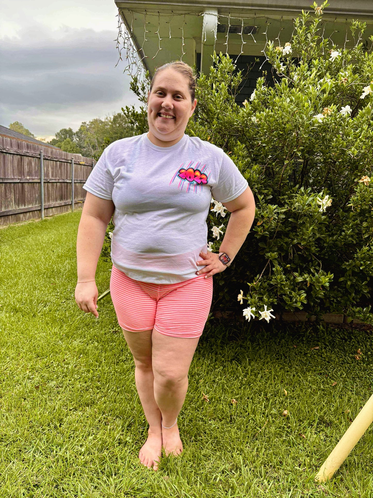 Neon pink striped mama bikers