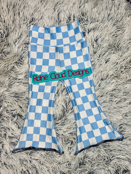 Blue checkered groovy flares