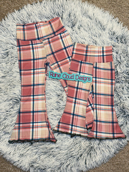 Pink plaid groovy flares